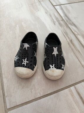 Native Black Star Slip-On Water Shoes with White Stars